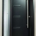 Entrance door - black steel with pull handle