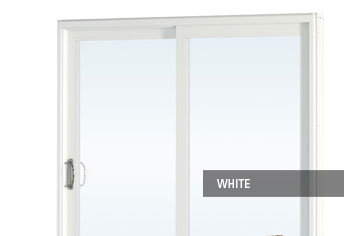 Two panel white vinyl patio door